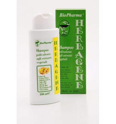 BIOPHARMA Efektyvus šampūnas nuo plaukų slinkimo su augalų ekstraktais ir eteriniais aliejais HERBAGENE, 250 ml