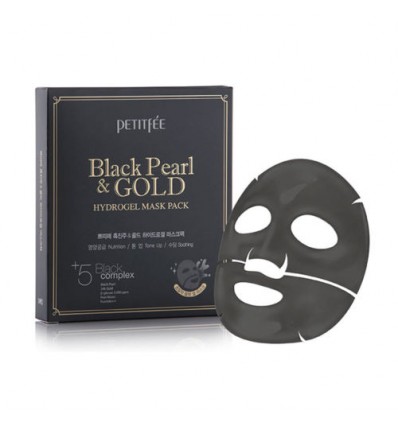 PETITFEE Black Pearl & Gold Lakštinės kaukės veidui,  5 vnt